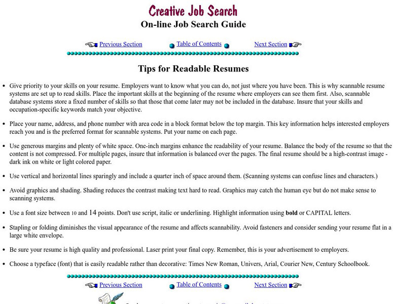 Amby: Tips for Readable Resumes Article Amby: Tips for Readable Resumes Article