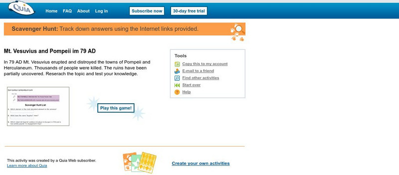 Quia: Mt. Vesuvius and Pompeii Activity