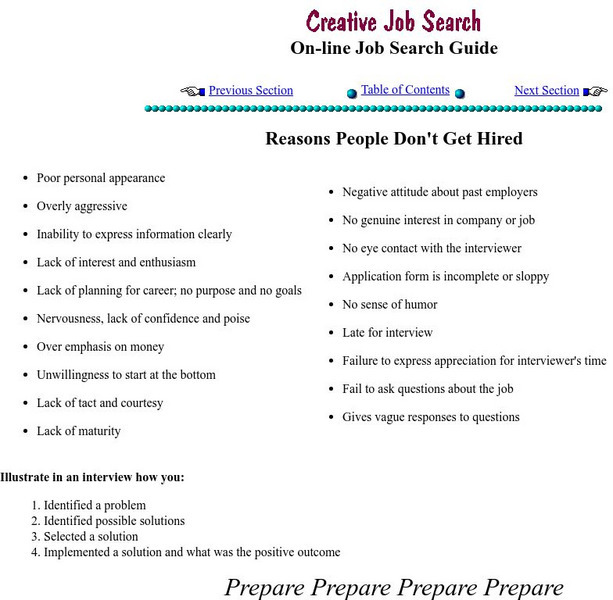 Amby: Reasons People Don't Get Hired Article