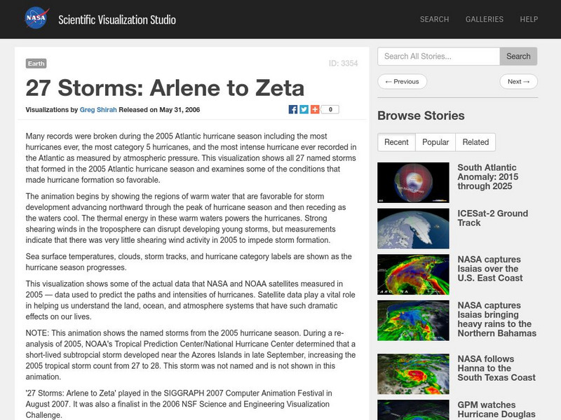 Nasa: 27 Storms: Arlene to Zeta Website Nasa: 27 Storms: Arlene to Zeta Website