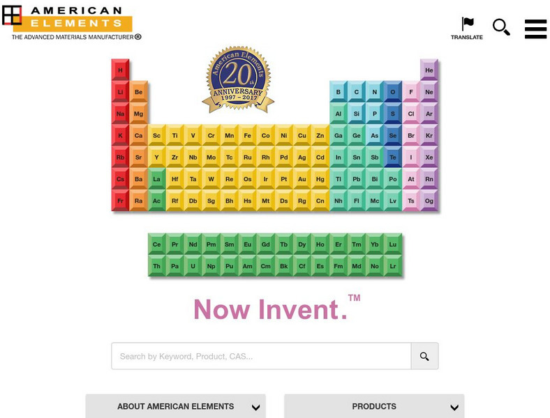 American Elements: Periodic Table of Elements Website American Elements: Periodic Table of Elements Website