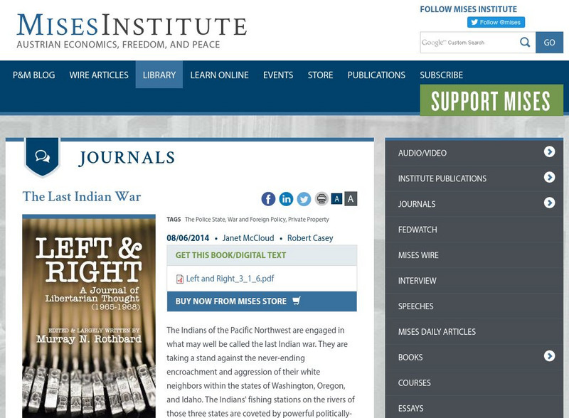 Mises Institute: The Last Indian War [Pdf] eBook