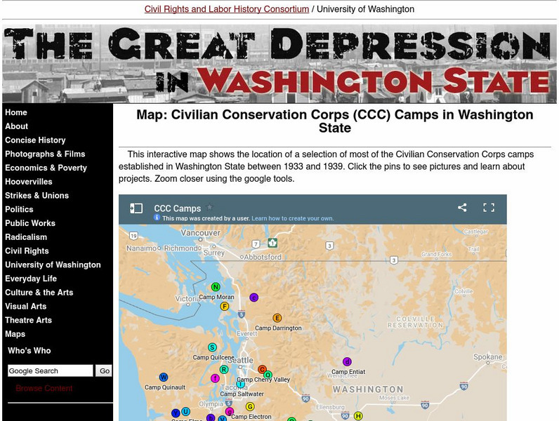 University of Washington: Civilian Conservation Corps Camps in Washington State Graphic University of Washington: Civilian Conservation Corps Camps in Washington State Graphic