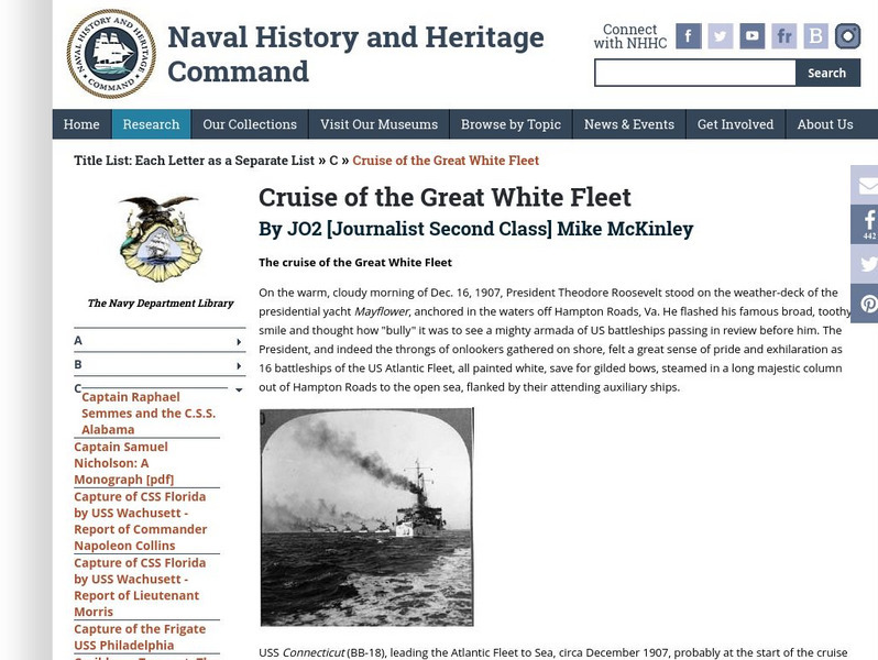 Naval History and Heritage Command: Cruise of the Great White Fleet Website Naval History and Heritage Command: Cruise of the Great White Fleet Website