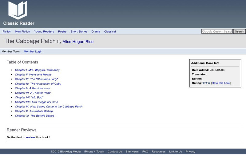 Classic Reader: The Cabbage Patch by Alice Hegan Rice eBook Classic Reader: The Cabbage Patch by Alice Hegan Rice eBook