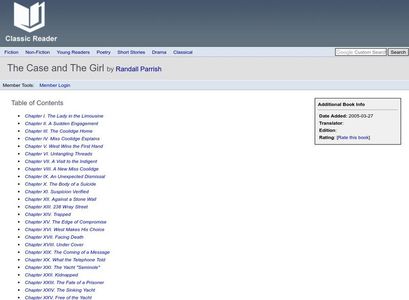 Classic Reader: The Case and the Girl by Randall Parrish eBook