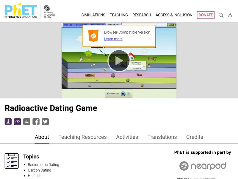 University of Colorado: Ph Et Interactive Simulations: Radioactive Dating Game Unit Plan University of Colorado: Ph Et Interactive Simulations: Radioactive Dating Game Unit Plan