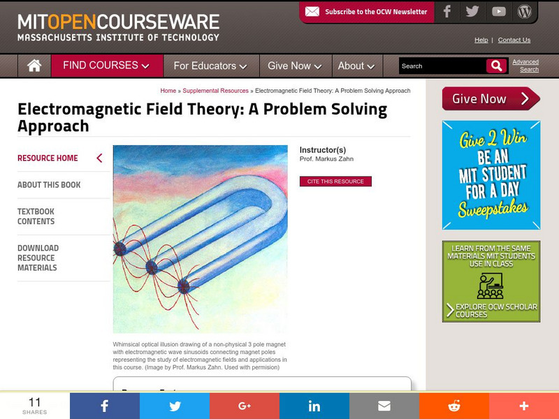 Mit: Open Course Ware: Resources: Electromagnetic Field Theory eBook Mit: Open Course Ware: Resources: Electromagnetic Field Theory eBook