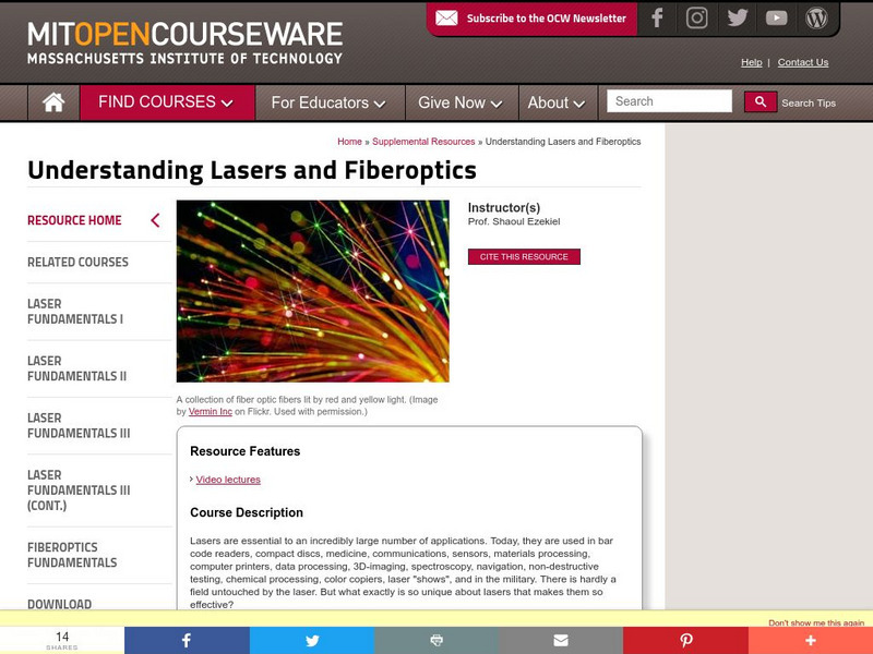 Mit: Open Course Ware: Resources: Understanding Lasers and Fiberoptics Online Course