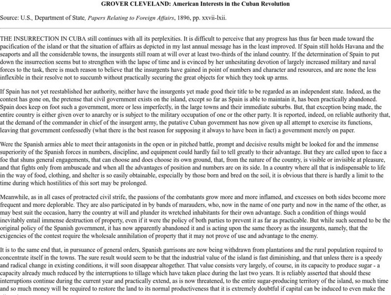 Mt. Holyoke: American Interests in the Cuban Revolution Primary