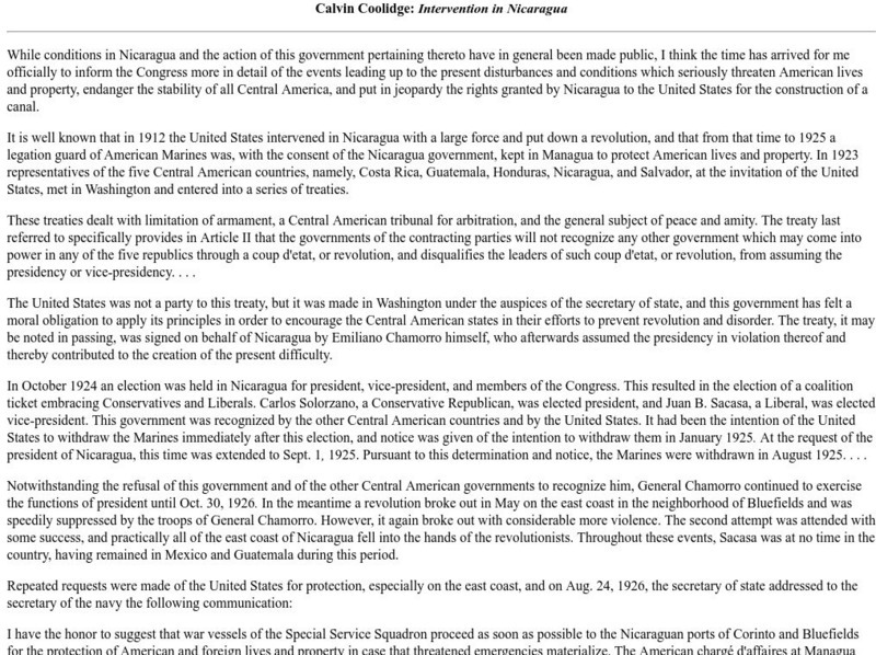 Mount Holyoke Coll.: Coolidge Intervention in Nicaragua Primary Mount Holyoke Coll.: Coolidge Intervention in Nicaragua Primary