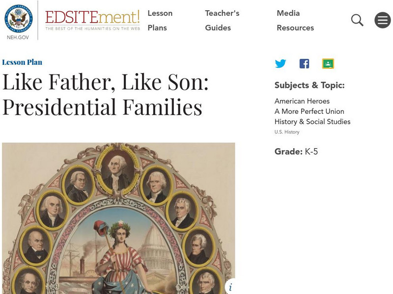 Neh: Edsit Ement: Like Father, Like Son: Presidential Families Lesson Plan Neh: Edsit Ement: Like Father, Like Son: Presidential Families Lesson Plan