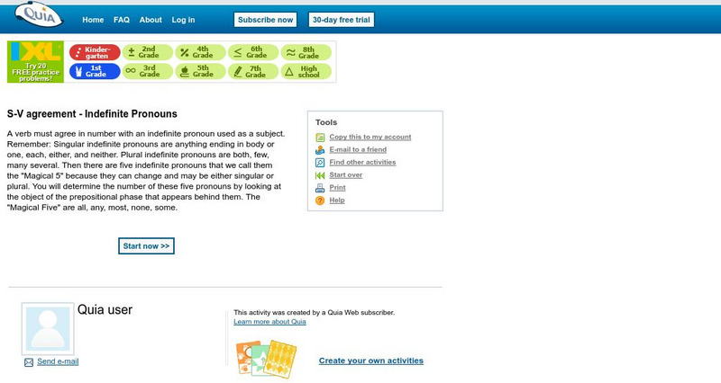 Quia: S v Agreement: Indefinite Pronouns eBook Quia: S v Agreement: Indefinite Pronouns eBook