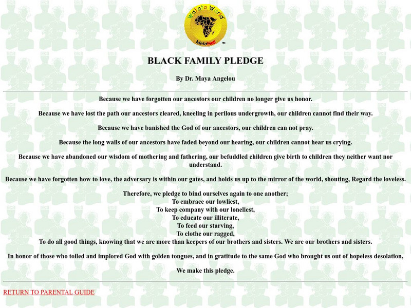 Maya Angelou: The Black Family Pledge eBook Maya Angelou: The Black Family Pledge eBook