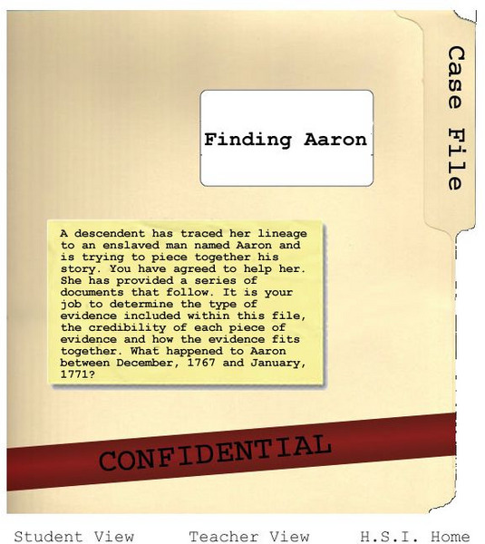 Historical Scene Investigation: Finding Aaron Unit Plan Historical Scene Investigation: Finding Aaron Unit Plan