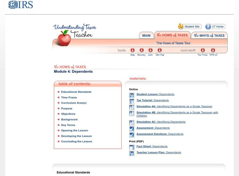 Irs: Dependents Lesson Plan Lesson Plan