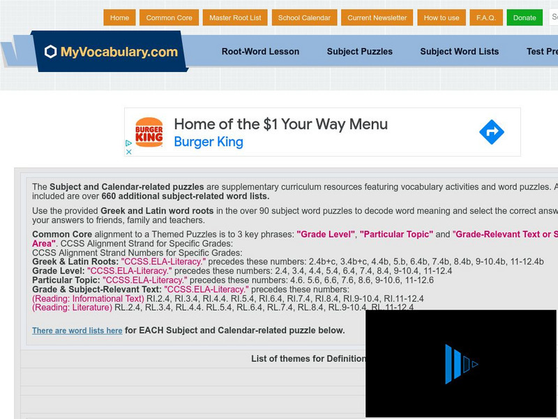 My vocabulary.com: List of Themes for Definition Match Interactive My vocabulary.com: List of Themes for Definition Match Interactive