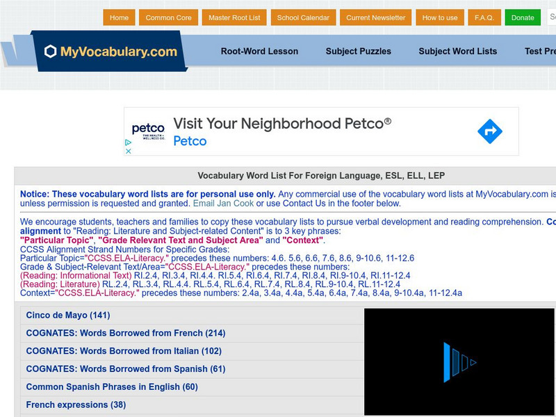My vocabulary.com: Vocabulary Word List for Foreign Language, Esl, Ell, Lep Study Guide My vocabulary.com: Vocabulary Word List for Foreign Language, Esl, Ell, Lep Study Guide
