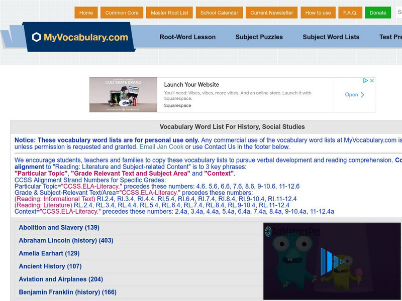 My vocabulary.com: Vocabulary Word List for History, Social Studies Study Guide My vocabulary.com: Vocabulary Word List for History, Social Studies Study Guide