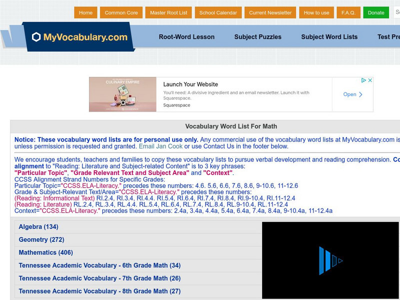 My vocabulary.com: Vocabulary Word List for Math Study Guide My vocabulary.com: Vocabulary Word List for Math Study Guide