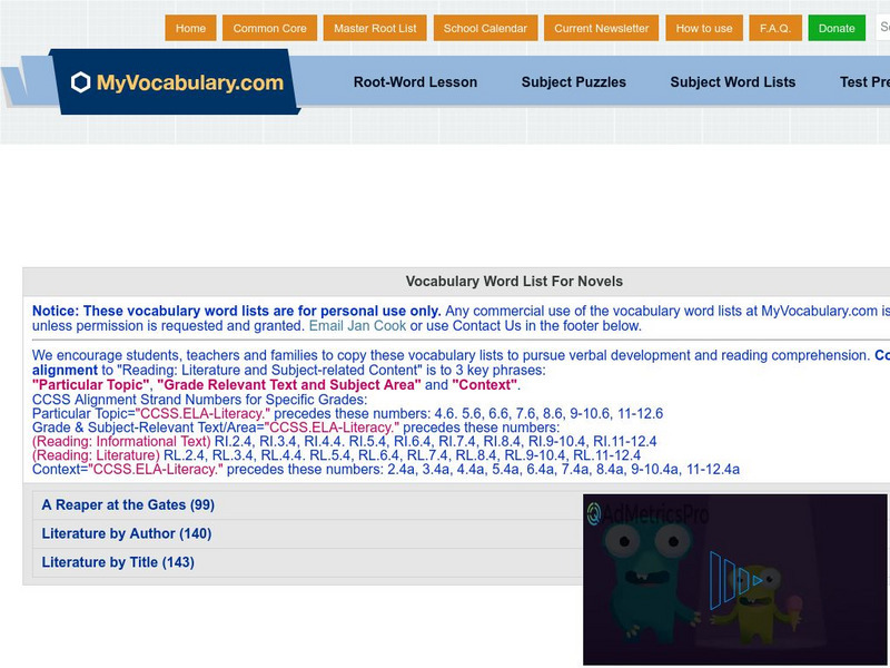 My vocabulary.com: Vocabulary Word List for Novels Study Guide My vocabulary.com: Vocabulary Word List for Novels Study Guide