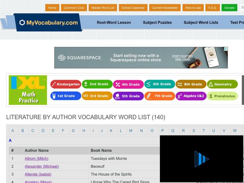 My vocabulary.com: Literature by Author Vocabulary Word List Study Guide My vocabulary.com: Literature by Author Vocabulary Word List Study Guide