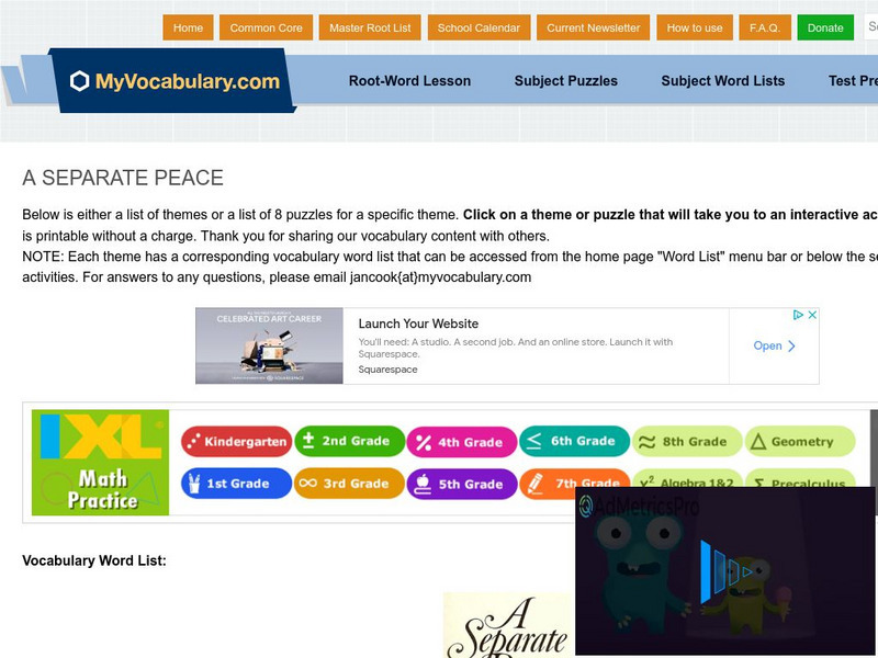 My vocabulary.com: A Separate Peace Wordlist and Vocabulary Puzzles Interactive My vocabulary.com: A Separate Peace Wordlist and Vocabulary Puzzles Interactive