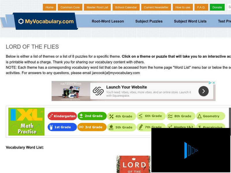 My vocabulary.com: Lord of the Flies Wordlist and Vocabulary Puzzles Interactive
