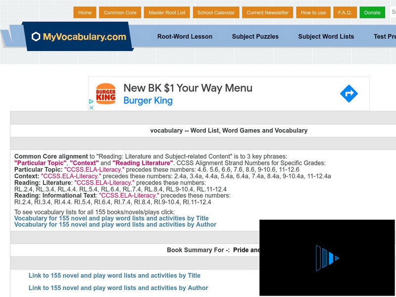My vocabulary.com: Pride and Prejudice Wordlist and Fill in the Blank Puzzle Study Guide My vocabulary.com: Pride and Prejudice Wordlist and Fill in the Blank Puzzle Study Guide