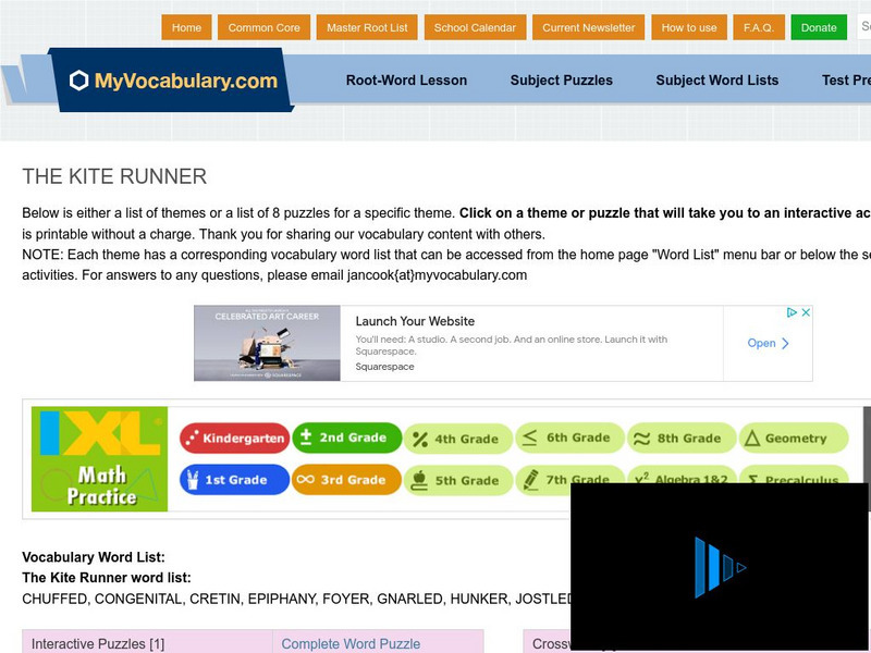 My vocabulary.com: The Kite Runner Wordlist and Vocabulary Puzzles Interactive My vocabulary.com: The Kite Runner Wordlist and Vocabulary Puzzles Interactive