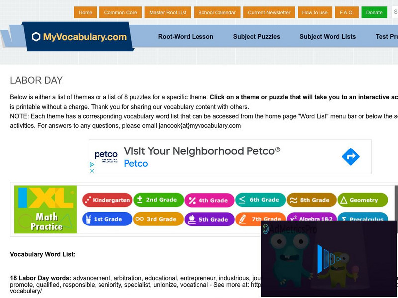 My vocabulary.com: Labor Day Interactive My vocabulary.com: Labor Day Interactive