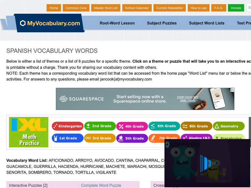 My vocabulary.com: Spanish Vocabulary Words Interactive My vocabulary.com: Spanish Vocabulary Words Interactive