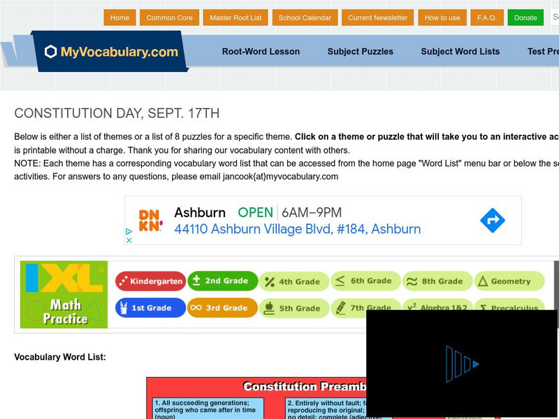 My vocabulary.com: Constitution Day, Sept. 17 Interactive My vocabulary.com: Constitution Day, Sept. 17 Interactive