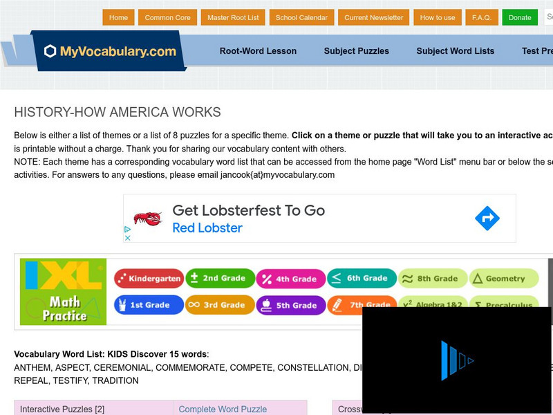 My vocabulary.com: History How America Works Interactive My vocabulary.com: History How America Works Interactive