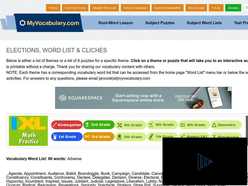 My vocabulary.com: Elections, Word List & Cliches Interactive My vocabulary.com: Elections, Word List & Cliches Interactive