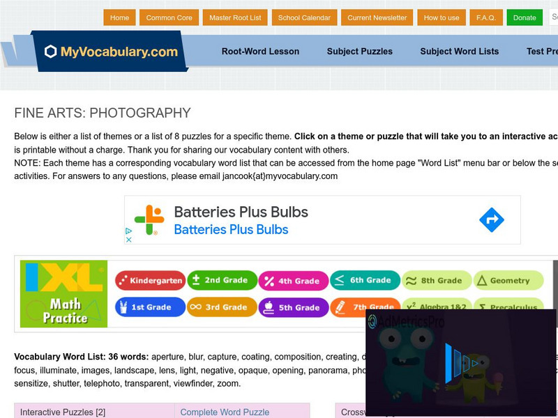 My vocabulary.com: Fine Arts: Photography Interactive My vocabulary.com: Fine Arts: Photography Interactive