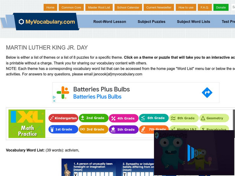 My vocabulary.com: Martin Luther King Jr. Day Interactive My vocabulary.com: Martin Luther King Jr. Day Interactive