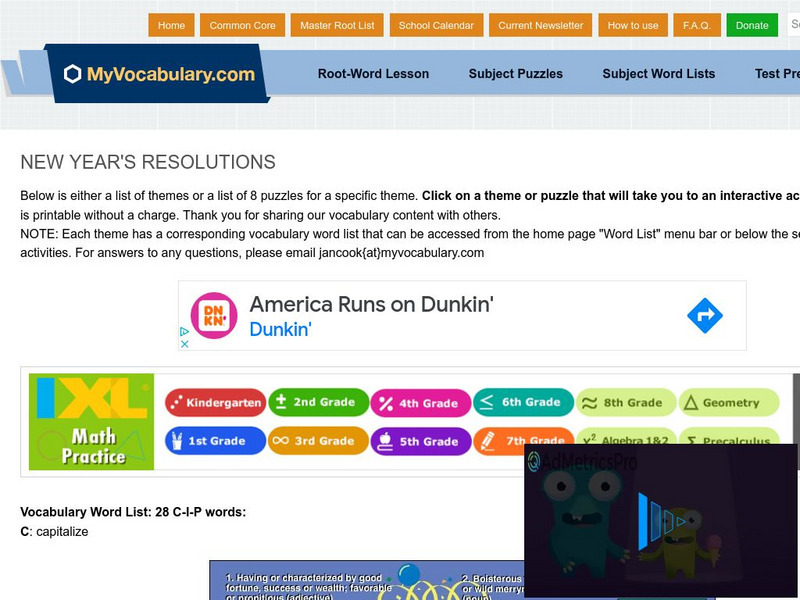 My vocabulary.com: New Year's Resolutions Interactive My vocabulary.com: New Year's Resolutions Interactive