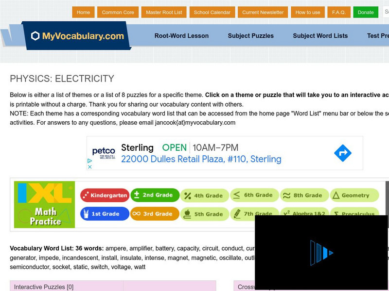 My vocabulary.com: Physics: Electricity Interactive My vocabulary.com: Physics: Electricity Interactive