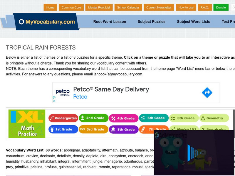 My vocabulary.com: Tropical Rain Forests Interactive My vocabulary.com: Tropical Rain Forests Interactive