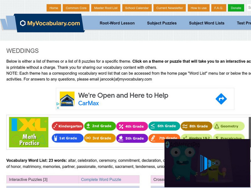 My vocabulary.com: Weddings Interactive My vocabulary.com: Weddings Interactive