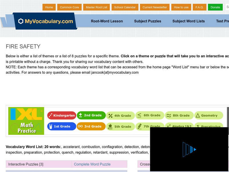 My vocabulary.com: Fire Safety Interactive My vocabulary.com: Fire Safety Interactive