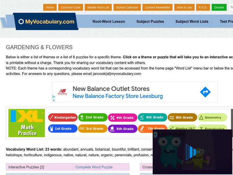 My vocabulary.com: Gardening and Flowers Interactive My vocabulary.com: Gardening and Flowers Interactive