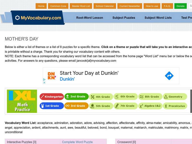 My vocabulary.com: Mother's Day Interactive My vocabulary.com: Mother's Day Interactive