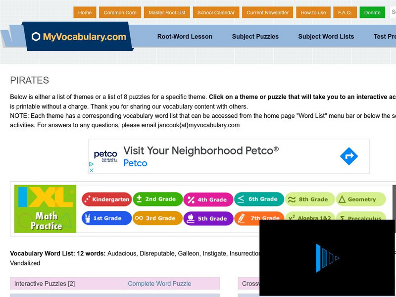 My vocabulary.com: Pirates Interactive My vocabulary.com: Pirates Interactive