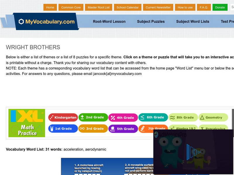 My vocabulary.com: Wright Brothers Interactive My vocabulary.com: Wright Brothers Interactive