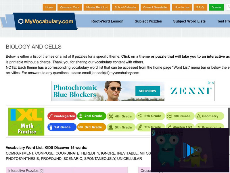 My vocabulary.com: Biology and Cells Interactive My vocabulary.com: Biology and Cells Interactive