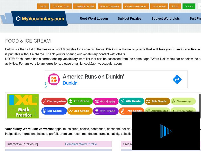 My vocabulary.com: Food & Ice Cream Interactive My vocabulary.com: Food & Ice Cream Interactive
