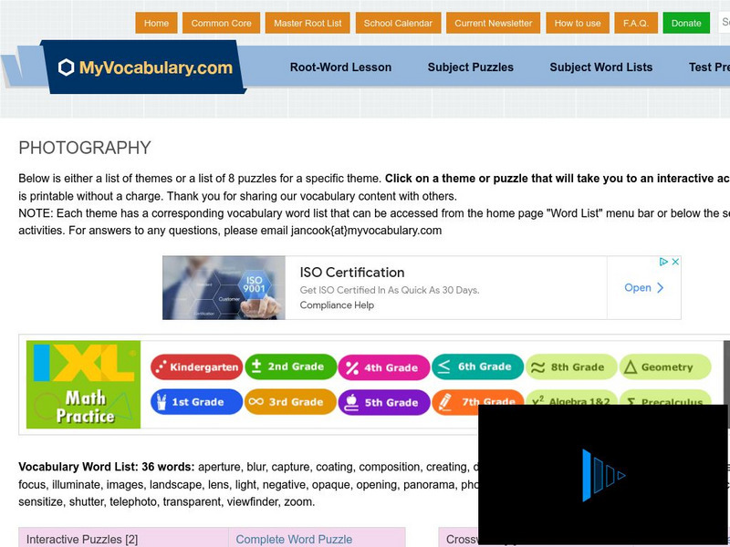 My vocabulary.com: Photography Interactive My vocabulary.com: Photography Interactive