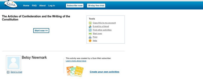 Quia: The Articles of Confederation and the Writing of the Constitution Unknown Type Quia: The Articles of Confederation and the Writing of the Constitution Unknown Type